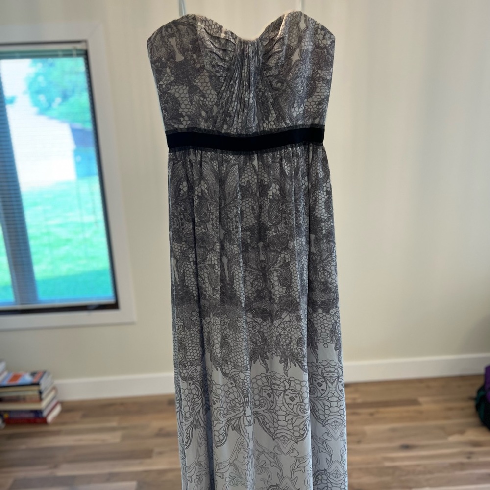 Bcbg lace print floor length dress